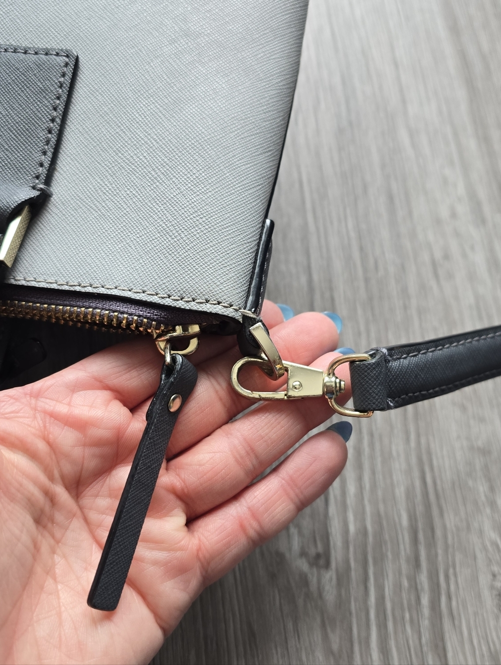 KATE SPADE Two-Tone Gray and Black Satchel Purse Handbag Monochrome - Picture 11 of 16